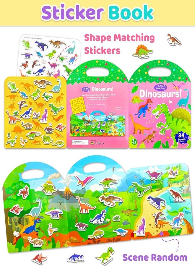 Slipps Jelly Reusable Fun Sticker Books for Kids Toddlers 1-6 Years, 36 Pcs Cute Waterproof Stickers for Teens Girls Boys (Dinosaurs) - Image 2